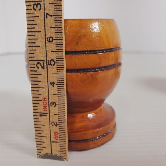 VTG Monkey Pod Barware Goblets Set Hand-Turned Wooden Cups MCM Hawaiian Drinkwar - Picture 10 of 11